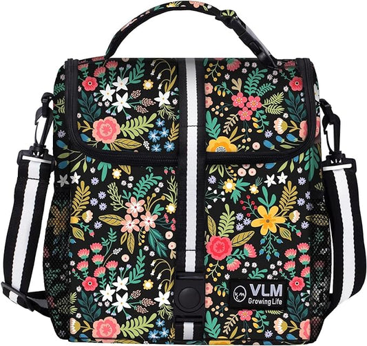 VLM Lunch Box for Women, Insulated Lunch Bag Women with Adjustable Shoulder Strap, Cute Lunch Tote Bag for Work,Picnic,Camping