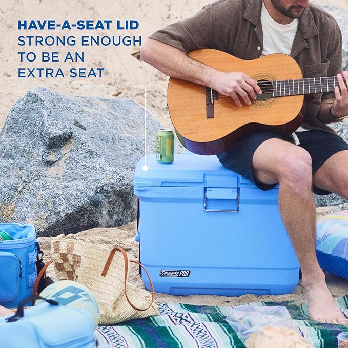 Coleman Pro 55qt Wheeled Ultra-Light Premium Hard Cooler, Extra-Thick Insulation Keeps Ice up to 5 Days, 92-Can Capacity, Heavy-Duty Wheels