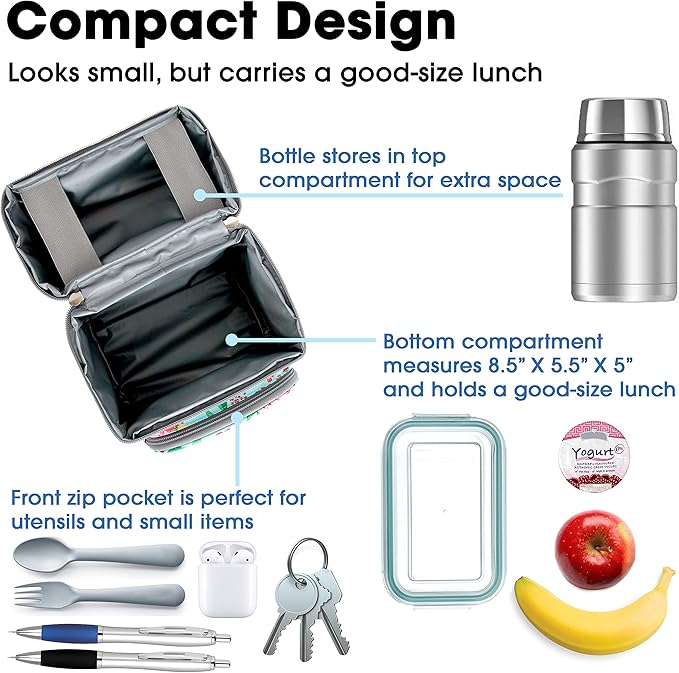 J World Corey Kids Lunch Bag. Insulated Lunch-Box for Girls, Women, Flora