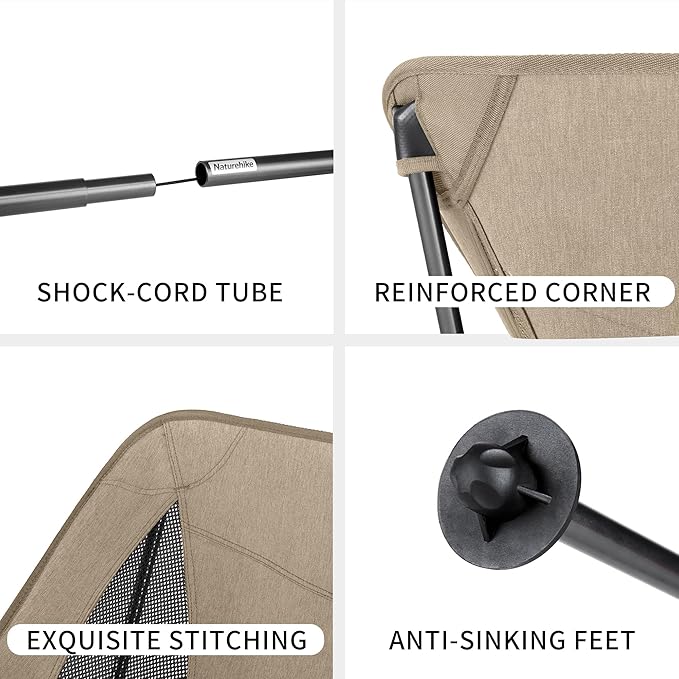 Naturehike YL05 Camping Chair, Ultralight Portable Camp Chair with Storage Bag, Compact Folding Beach Chair for Backpacking Hiking Fishing Picnic