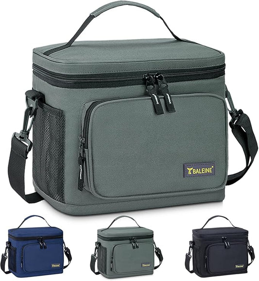 BALEINE Insulated Lunch Bag for Men Women, 15 Can Leakproof Cooler Bag with Adjustable Shoulder Strap for Work Picnic, Lunch Box for Women Men (Medium, Grey)