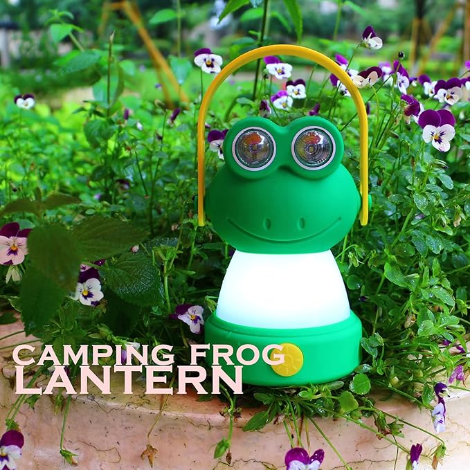 Outdoor Equipment LED Camping Lantern & Headlamp Set for Kids, FANT.LUX Battery Powered Night Light for Emergency, Hurricane, Lightweight Tent Lamp for Children (Frog Set)