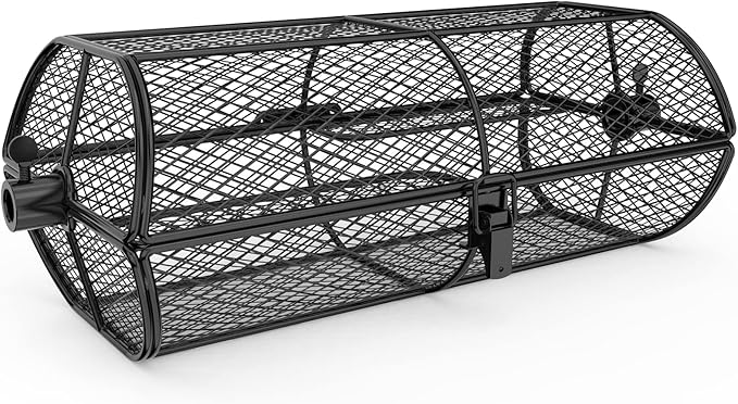 only fire Universal Rotisserie Basket Grill Accessory, Teflon Rotisserie Grill French Fries Basket Fits for Any Gas Grill or Other Ceramic Grills