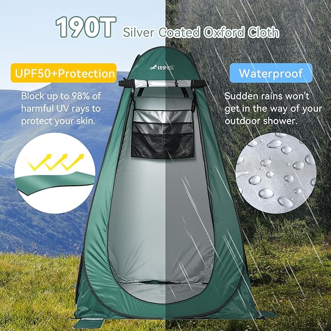 Pop Up Shower Tent, 75” x 48”x 48” Portable Outdoor Bathroom Privacy Shower Camping Tent Changing Toilet with Carry Bag, for Camping Hiking Beach Picnic Fishing
