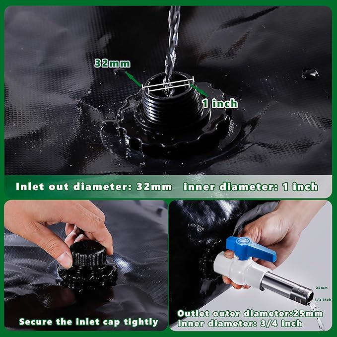 MXQMKL 3000 L/792.5 gal Water Bladder Storage Containers, Foldable Portable Water Tank Large Capacity Soft Water Bag, Drought Resistance, Fire Prevention, Emergency Water