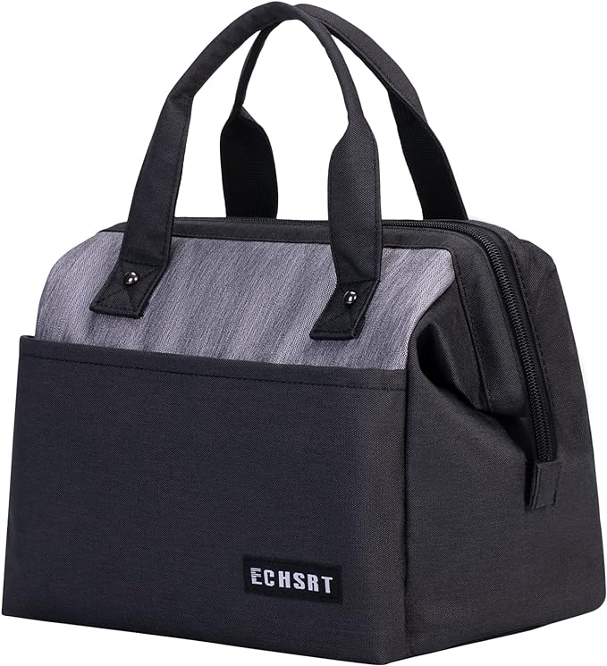 ECHSRT Large Insulated Lunch Bag for Women Men Leakproof Cooler Lunch Tote Bags for Work Travel Adult Thermal Lunchbox for Office -10L Black
