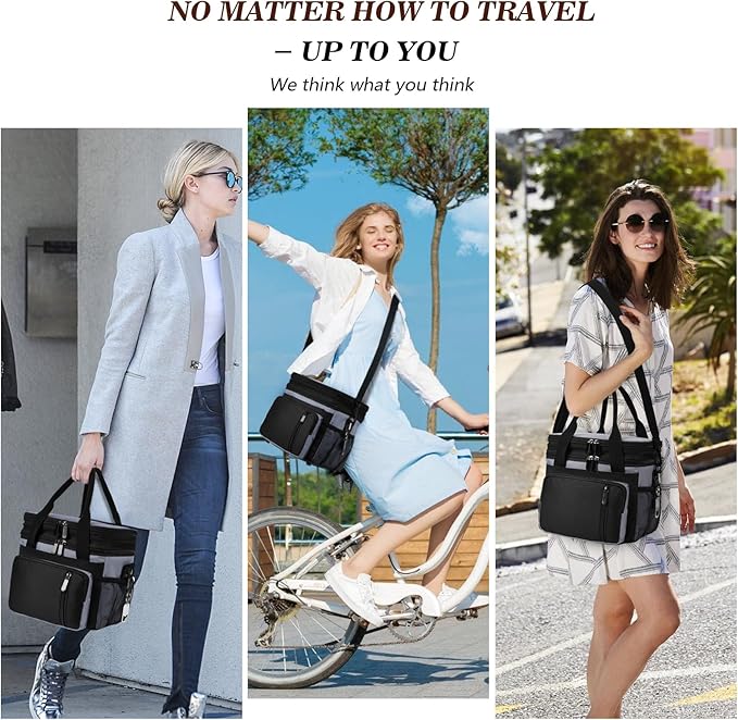 LOKASS Lunch Bag & Lunch Box for Men Women - Double Deck Expandable Insulated Waterproof Leakproof Cooler Bag for Work/Picnic - Grey