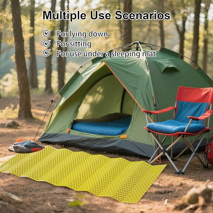 YIKI Closed Cell Foam Sleeping Pad for Camping, 72.8x22 inch, Ultralight Foldable Foam Sleeping Mat with Heat Reflective Layer, Waterproof Backpacking Pad for Hiking, Tent, Outdoor Use