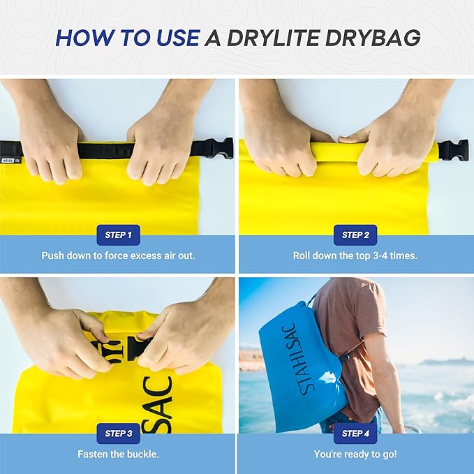 Stahlsac Abyss Drylite Dry Bag 6L in Light Grey | Durable Waterproof Bag | Lightweight Dry Bag for Boating, Hiking, Kayaking, & Rafting | Tested for Enhanced Durability | Removable Straps