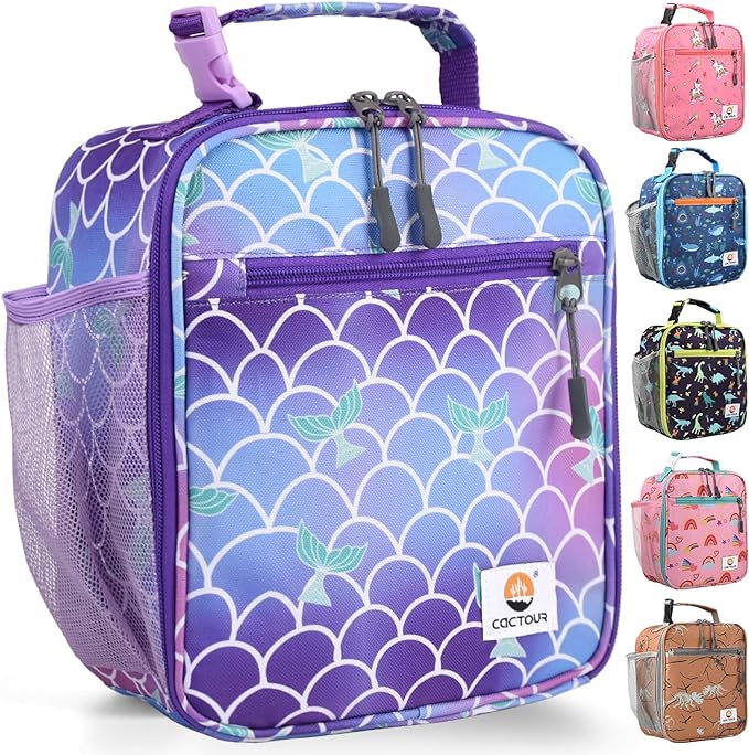Lunch Box Kids,Premium Insulated Lunch Bag for Girls Boys,Soft Bag Mini Cooler Back to School Thermal Reusable Lunch Bag for Work School Picnic (Mermaid)