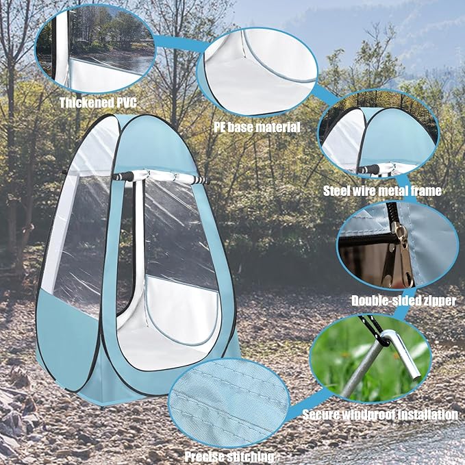 Sports Tent Pop Up Shelter, Instant Clear View Sports Pod, Weather Proof Pod Outdoor Rain Tents Camping Sun Shelter with 2 Windows for Sports Events, Hiking, Fishing, Beach 39.37 * 39.37 * 64.56”