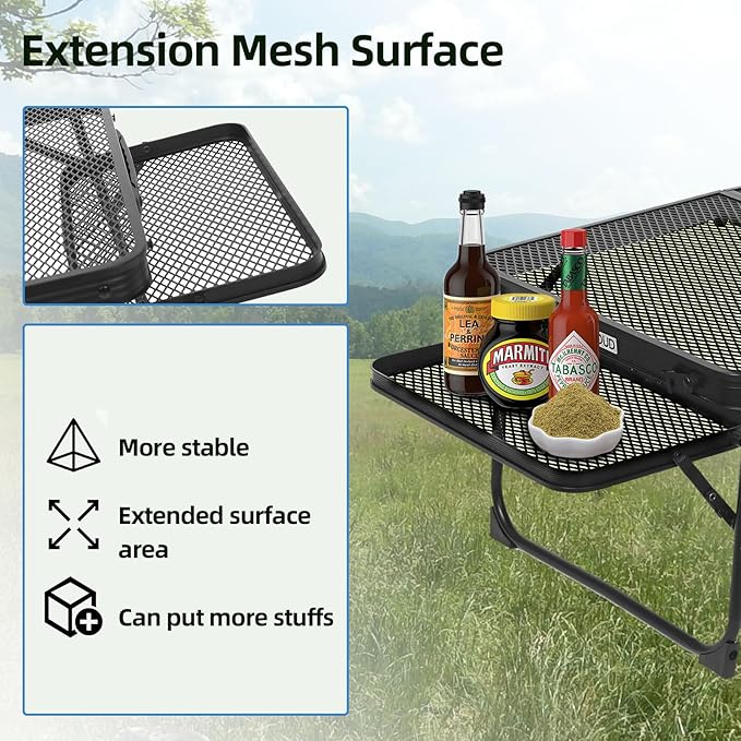 ROCK CLOUD Portable Camping Table with 2 Wing Panels Ultralight Metal Folding Table Small Camp Tables for Grill Beach Hiking Garden Outdoor Picnic RV BBQ