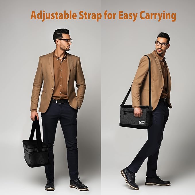 Tirrinia Insulated Lunch Box for Men/Women, Leakproof Thermal Lunch Bag for Office Picnic Work Beach Camping, Reusable Lunch Cooler Tote for Adult, Black