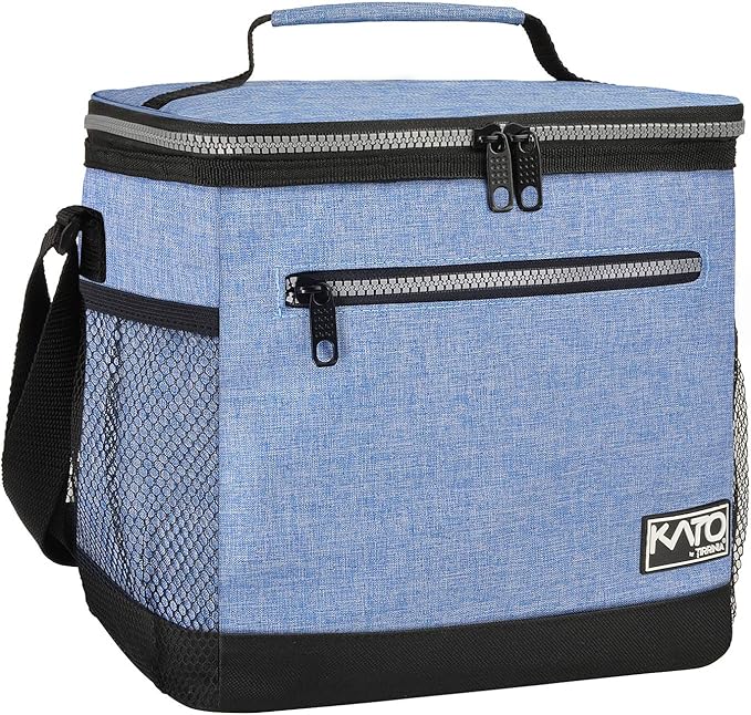 Tirrinia Large Insulated Lunch Box for Men/Women, Leakproof Thermal Lunch Bag for Office Picnic Work Beach Camping,Reusable Lunch Cooler Tote for Adult, Light Blue