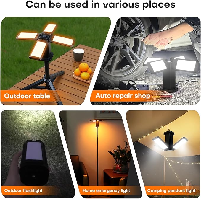 4000LM Camping Light,Rechargeable LED Work Lights with Telescopic Stand & Remote, 14000mAh Waterproof IPX5 Outdoor Lights,Emergency Lighting for Camping,Hiking,Power Outages