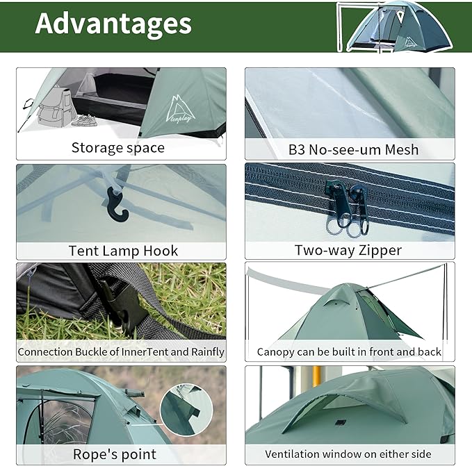 Ultralight Tent, Easy Setup, 1-2 Person Waterproof and Portable Tent for Camping Hiking Outdoor Climbing