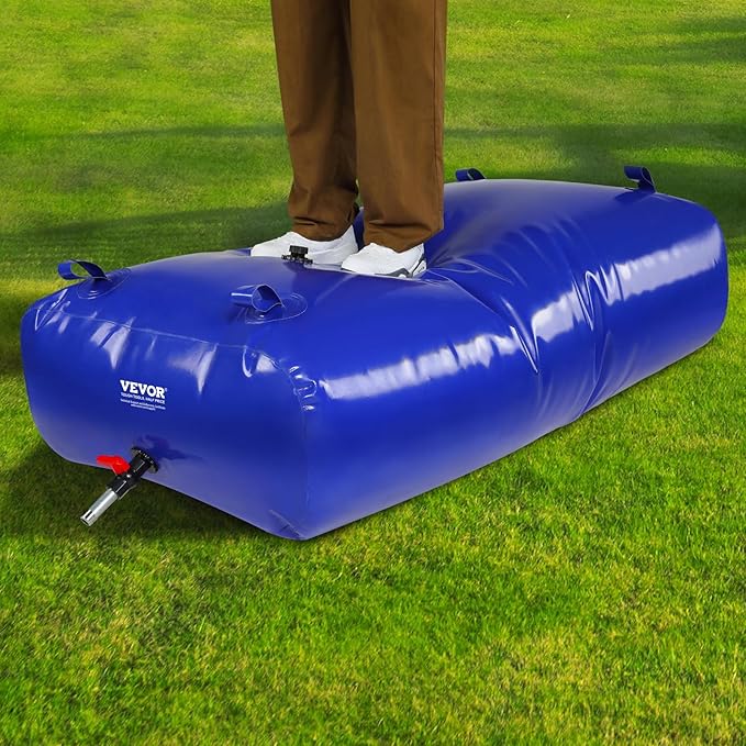 VEVOR 540L/142.7 Gallon Water Storage Bladder, RV Water Tank, 1000D Blue PVC Collapsible Water Storage Containers, Large Capacity Soft Water Bag, Portable Water Bladder, Garden Irrigation,Camping