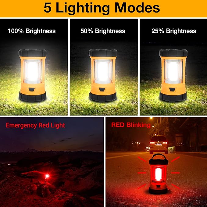 CT CAPETRONIX Camping Lantern, 3200LM Bright Camping Light, 4600mAh Rechargeable LED Lantern for Power Outages, 5 Light Modes Lantern Camping Lamp for Fishing/Hurricane/Emergency, Camping Must Haves
