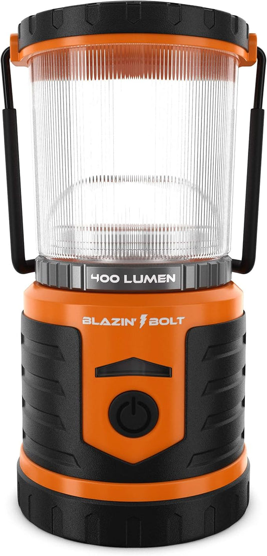 Blazin Bolt Rugged USB Rechargeable Lantern | 400 Lumen | 400 Hours of Light | 6000mAh Power Bank | 6 Modes | Camping, Emergency, Power Outage, Storm, Blizzard, Hurricane Survival