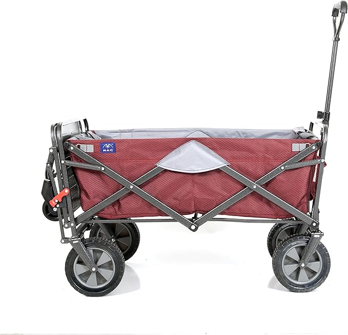 MacSports Collapsible Folding Outdoor Utility Tailgate Wagon with Cargo Trailer, Wine Red