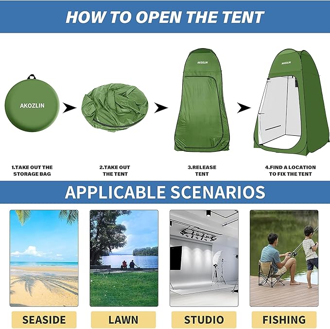 AKOZLIN Portable Pop Up Shower Tent Instant Privacy Dressing Changing Tent Outdoor Shower Room Camp Toilet Tent