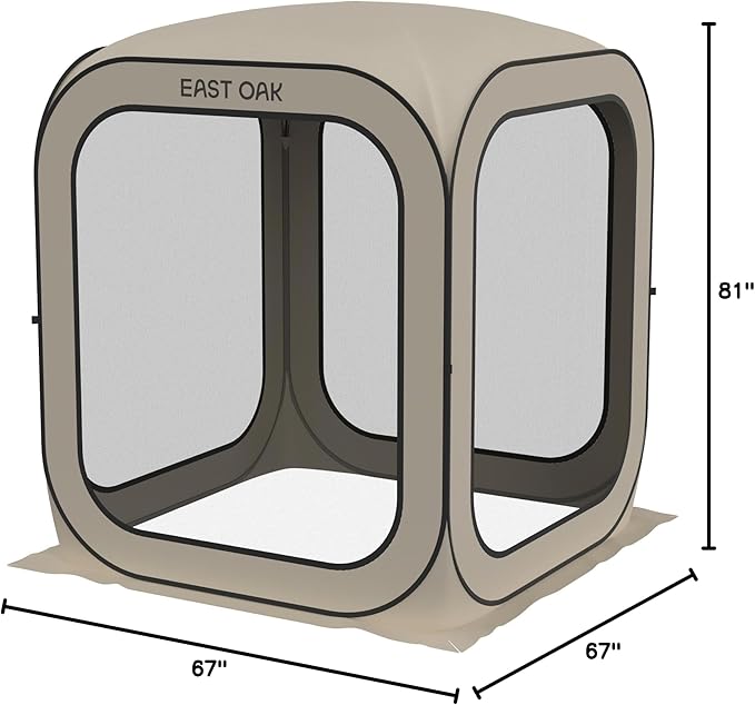 EAST OAK Screen House Tent Pop-Up, Portable Screen Room Canopy Instant Screen Tent 6 x 6 FT with Carry Bag for Patio, Backyard, Deck & Outdoor Activities, Beige
