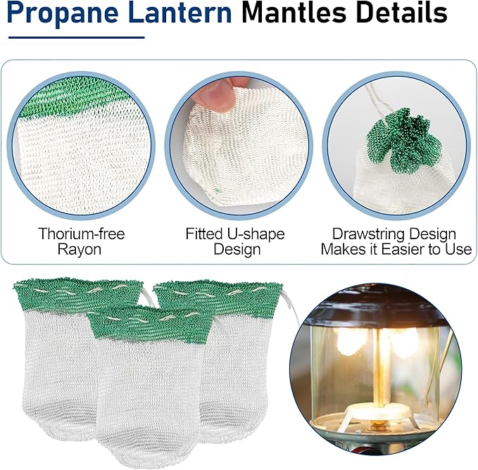 Upgrade Camping Lantern Accessories, Camping Lantern Mantles for Coleman Standard String Tie #21 Mantles(10 Total Mantles)