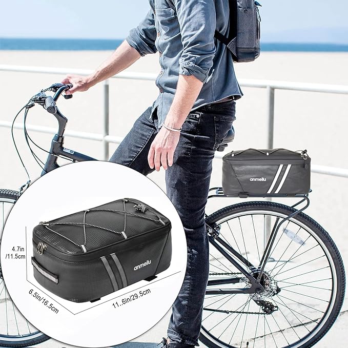 Bike Rack Bag Bike Bags for Bicycles Rear Rack Bike Trunk Bag Back Seat Carrier Saddle Luggage Storage Pack Bicycle Cargo Panniers Fat Tire Bike Folding Ebike Travel Cycling Waterproof Small