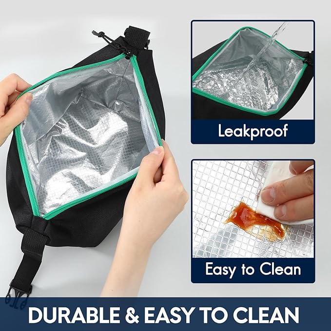 Haimont Small Insulated Lunch Bag for Women Men, Portable Lunch Tote Cooler with Buckle, Leakproof Reusable Lunchbox for Work Picnic Travel, Black