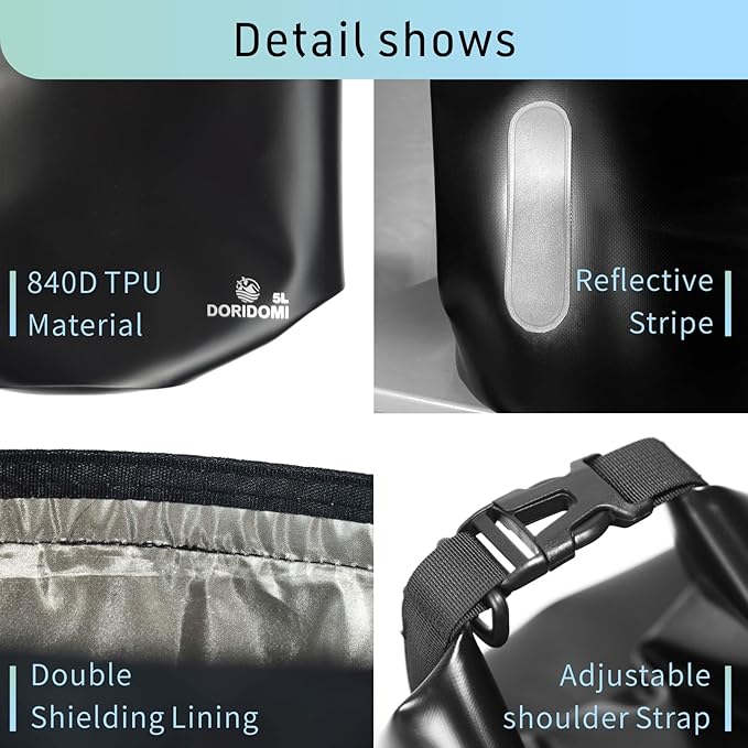 EMP Proof Faraday Bags - Black 5L Waterproof EMP Protection Faraday Bag, RFID Signal Blocking Shield EMP Bag For Electronic Products Security, Protect Data Devices From Hacking, Tracking