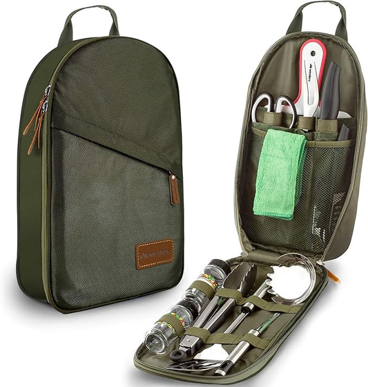 Camp Kitchen Cooking Utensil Set Travel Organizer Grill Accessories Portable Compact Gear for Backpacking BBQ Camping Hiking Travel Cookware Kit Water Resistant Case