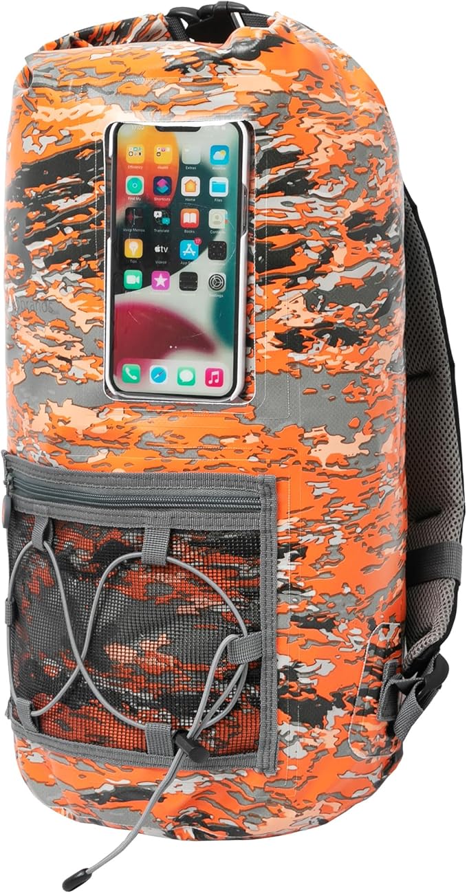 geckobrands Hydroner 20L Waterproof Dry Bag Backpack – Lightweight Roll-Top Bag with Clear Phone Pouch for Outdoor Activities