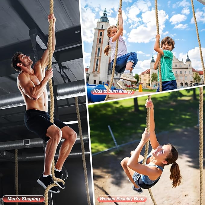 Workout Fitness Climbing Rope 10FT 15FT 20FT 25FT 30FT, 1.5" Diameter Gym Climbing Rope for Strength Training,Exercise Climbing Rope for Adults Outdoor Indoor