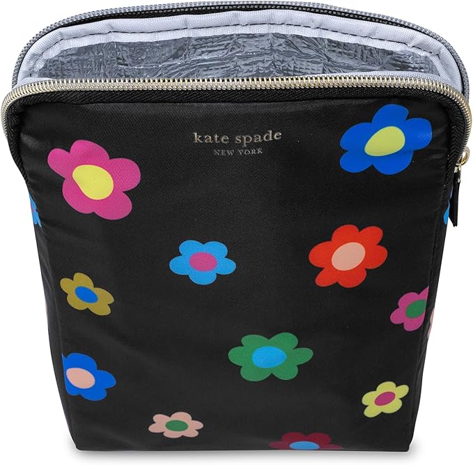 kate spade new york Insulated Snack Bag Keeper with Zipper, Reusable Thermal Sandwich Bag Holders for Lunch Bag, Gingham Garden
