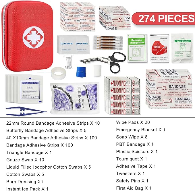 First Aid Kit Home 274PCS Emergency Kit Home Supplies First Aid Kits for Car Camping Essentials for Adventures Boat Public