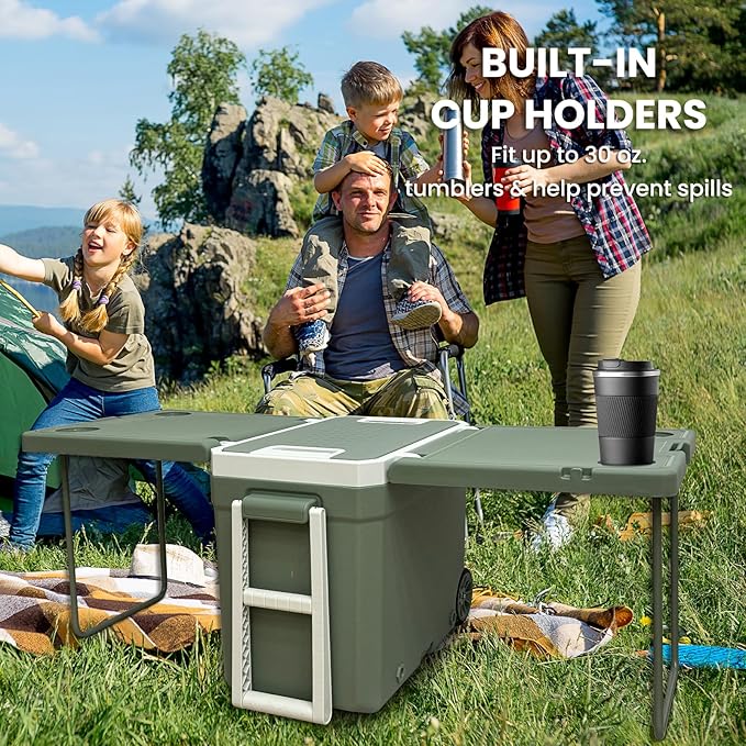 34-127 Quart Insulated Portable Cooler with Heavy Duty Wheels Keeps Ice for up to 5 Days, Great for Drink, Beach, Camping, Tailgating, Sports, & More