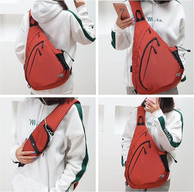 Water-Proof Sling bag/Crossbody Backpack/Shoulder Bag with USB Charging Port for Travel, Hiking, Cycling, Camping