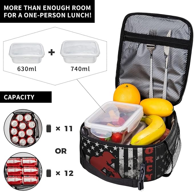 Motorcycle Lunch Bag Insulated Reusable Lunch Box Thermal Cooler Tote For Men Women Work Travel Picnic Hiking