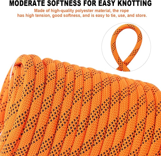 Braided Polyester Arborist Rigging Rope (3/8 inch x 150 feet), High Strength Arborist Rigging Rope for Outdoor Rock Climbing, Mountain Climbing, Hiking, etc