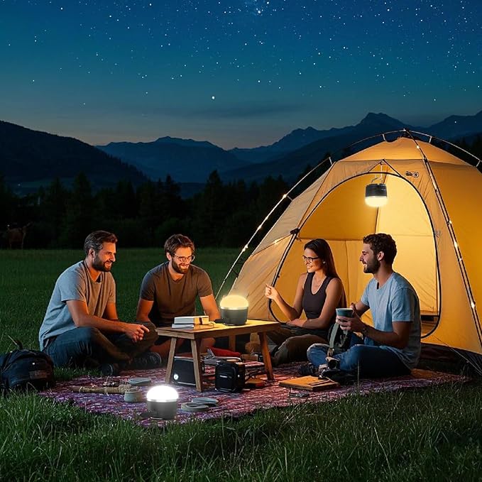 LED Camping Lantern Rechargeable, 1000LM Portable Camping Tent Light with 4 Light Modes & Magnetic Base, 4000mAh Emergency Hanging Light for Hurricane, Power Outage, Home, Camping, Hiking