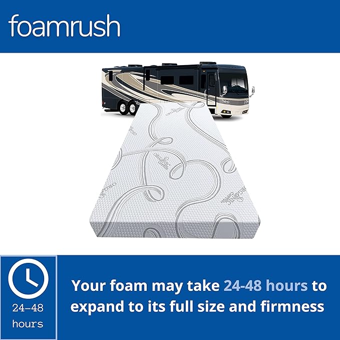 FoamRush 6-Inch Truck (32" x 29") Medium Firm High Density Foam RV Mattress Replacement with Cotton Cover,Pressure Relief, Travel Camper Trailer Truck, Made in USA, CertiPUR-US Certified