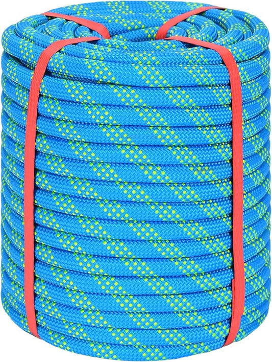 Arborist Rigging Rope - Blue 1/2 in x 150 Ft Static Bull Rope for Climbing Tree Felling Pulling Various Outdoor Applications Construction Swing Sailing