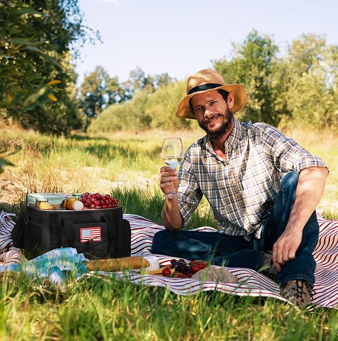 Maelstrom Large Tactical Lunch Box for Men,Insulated Lunch Bag, Durable Leakproof Cooler Bags with Detachable MOLLE Bag,Modern Lunch Tote for Adult Women Work,Picnic,30 Cans/20 L, Black