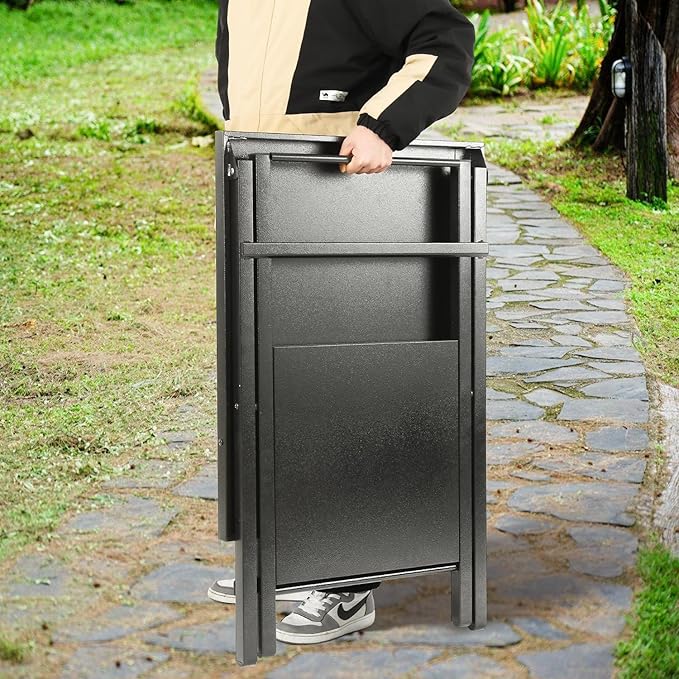 Foldable Grill Table with Extra Storage Bottom Shelf, Outdoor Indoor Foldable Outdoor Grill Stand Table with Garage Rack & Tissue Holder,Easy Set-up, 30" x 24", Black