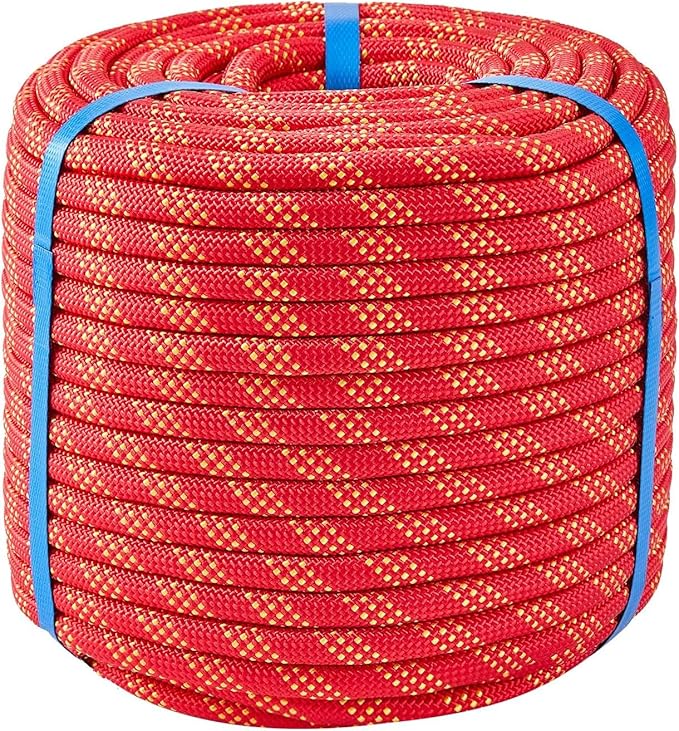 3/8 Inch 120ft Double Braided Polyester Arborist Rope, Heavy Duty Nylon Rope for Anchor, Tree Work, Cargo, Pulling, Sailing(Red)