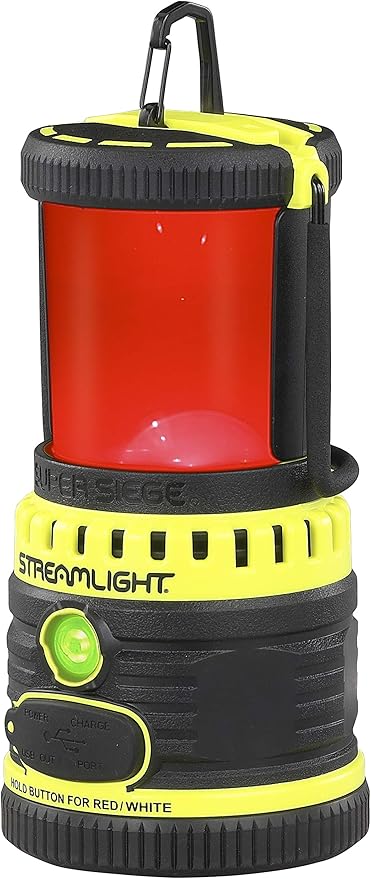Streamlight 44945 Super Siege 1100-Lumen Rechargeable Outdoor Hand Lantern/Flashlight with 120-Volt AC Charger and Portable USB Charger, Yellow