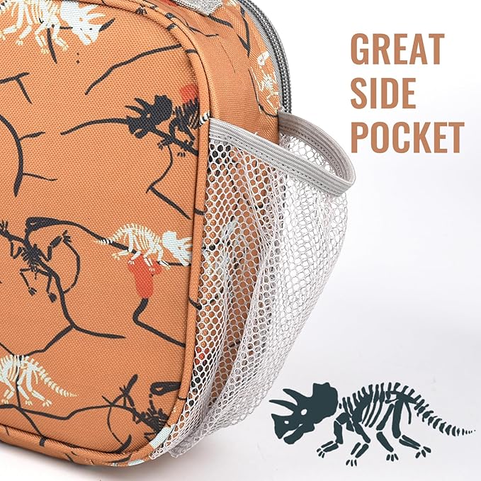 Genteen Lunch Box Kids, Prints Insulated Lunch Bag Kids Boys Girls,Soft Bag Mini Cooler Back to School Thermal Meal Tote Kit Lunch Box for School,Work,Outdoor (Dino)