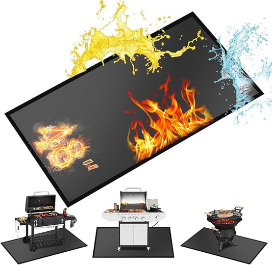 48 ×30 inches Under Grill Mat / Fire Pit Mat Fireproof Waterproof Oil-Proof, Fireproof Mat Fireplace Mat BBQ Mat Protect Mat for Deck Patio Grass Outdoor Charcoal, Flat Top, BBQ Smokers, Gas Grills