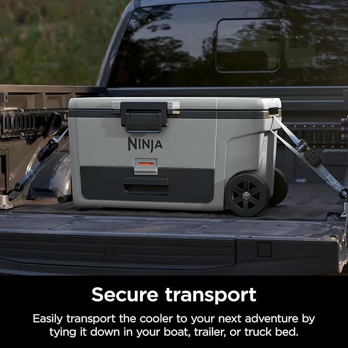 Ninja | Cooler | FrostVault 65QT Cooler with Wheels | Insulated with Temp Dry Storage Drawer | Keeps Ice Cold for Days | for The Beach, Camping, Picnics & More | Slate Gray | FB265GY
