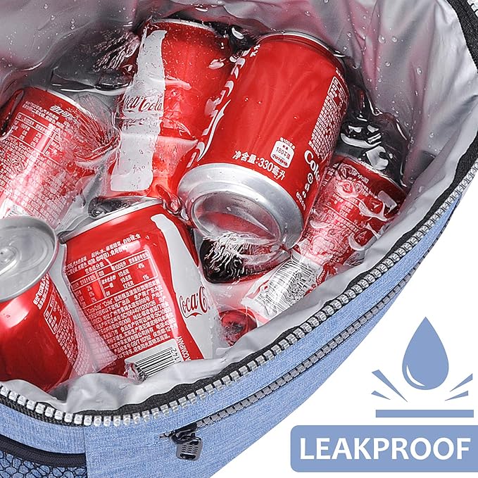 Tirrinia Large Insulated Lunch Box for Men/Women, Leakproof Thermal Lunch Bag for Office Picnic Work Beach Camping,Reusable Lunch Cooler Tote for Adult, Light Blue